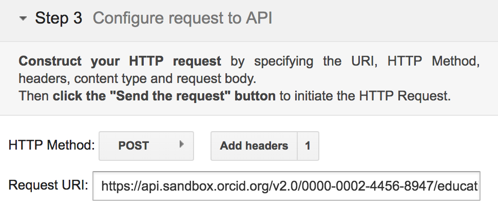 Google OAuth Playground request URI configuration for adding an education affiliation