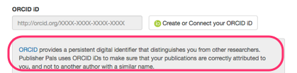Example manuscript submission form with info about ORCID